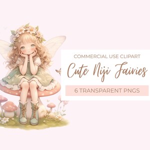 Joli clipart fée Niji, PNG féerique pastel, clipart fantaisie kawaii pour cartes et journaux intimes, fées PNG transparents, licence d'utilisation commerciale