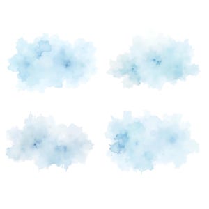 Blue Watercolor Washes Clipart | Abstract Transparent Backgrounds | 4 PNG Textures for Crafts & Design image 2