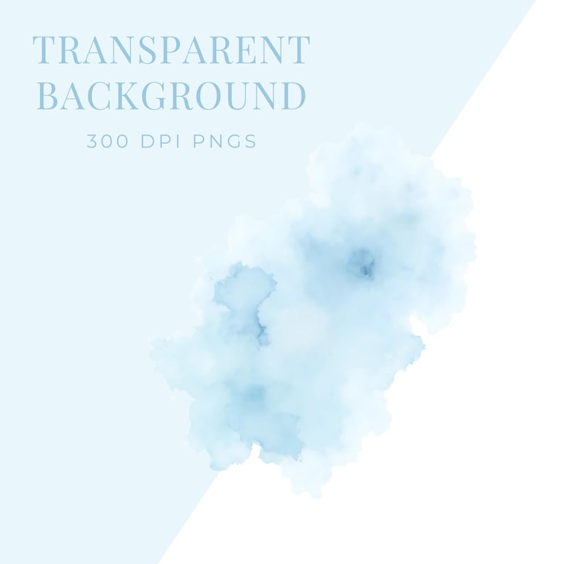 Blue Watercolor Washes Clipart | Abstract Transparent Backgrounds | 4 PNG Textures for Crafts & Design image 3