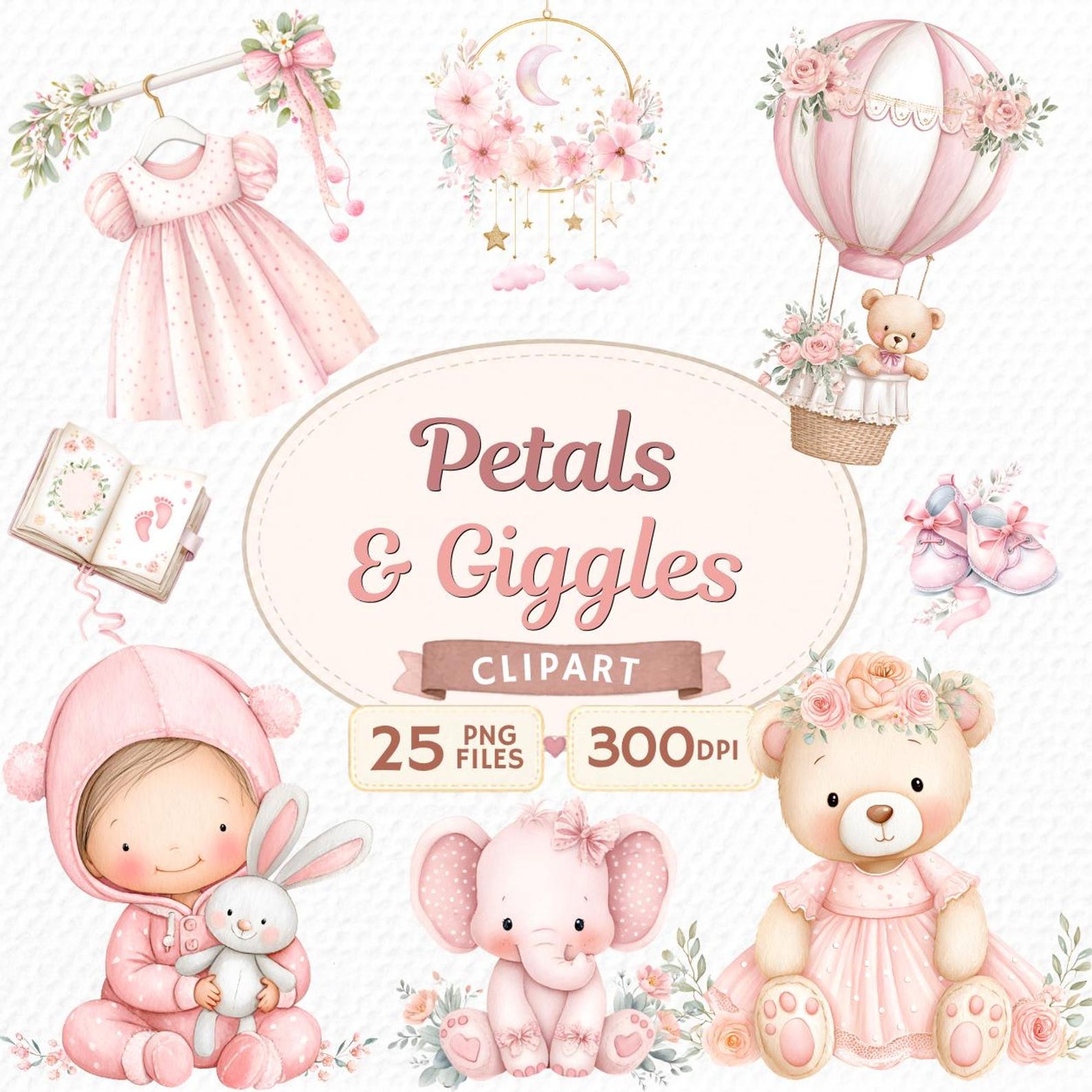 Baby Girl Clipart Set , Pink Baby Shower PNG, Commercial Use - Etsy