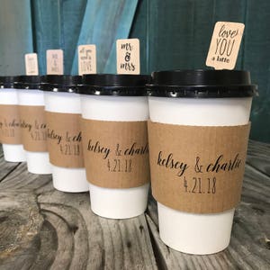 Standard Design Not Custom Printed Coffee Sleeves OR White Cups, Brown Sleeves, Black Lids Brown or White Sleeves Free U.S. Shipping image 1