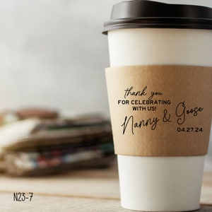 Custom Print Coffee Sleeve - Optional Cups & Lids - White or Recycled Natural Brown Kraft nanny and goose