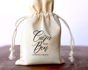 Custom Printed Cotton Drawstring Pouch - 4x6 Favor Toss Bag for Wedding, Baby Shower, Event