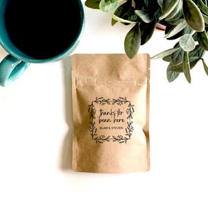 Custom Coffee Pouch Natural Kraft Lined Favor Bag One Side Print - Favors - Coffee Beans, Ground Coffee, Tea, Candy - FREE U. S. SHIPPING