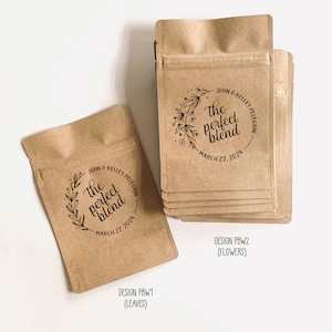 Coffee Favor Pouch Natural Kraft Lined - Two Sides Print - CUSTOM - Favors - Coffee Beans, Ground Coffee, Tea, Candy - FREE U.S. SHIPPING
