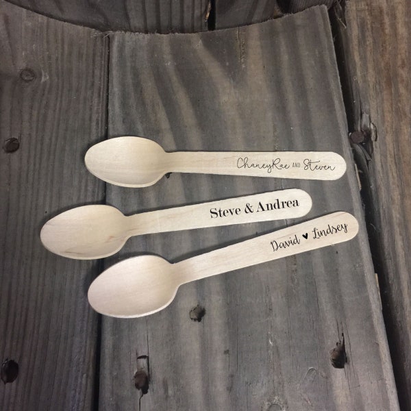 Personalized Wooden Utensils Available in Three Sizes - Custom Text or Graphic - Font Choice