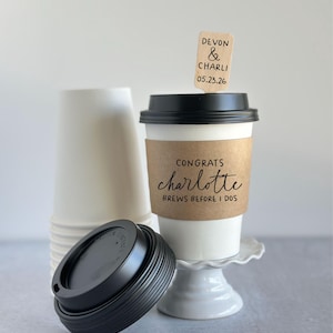 Custom Print Coffee Sleeve - Optional Cups & Lids - White or Recycled Natural Brown Kraft custom design