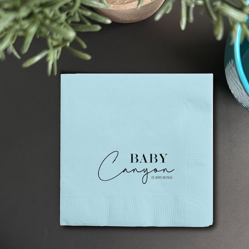 Cotton and Paper Napkins - Personalized Custom Napkins - Wedding Birthday Baby Shower - Beverage or Cocktail Size - FREE U.S. Shipping baby canyon