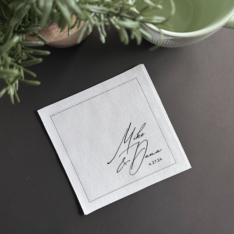 Cotton and Paper Napkins - Personalized Custom Napkins - Wedding Birthday Baby Shower - Beverage or Cocktail Size - FREE U.S. Shipping mike and dana