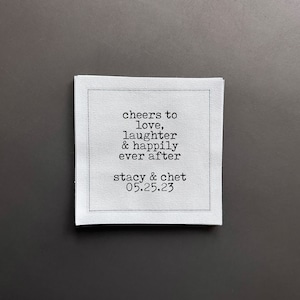 Cotton and Paper Napkins - Personalized Custom Napkins - Wedding Birthday Baby Shower - Beverage or Cocktail Size - FREE U.S. Shipping cheers to love