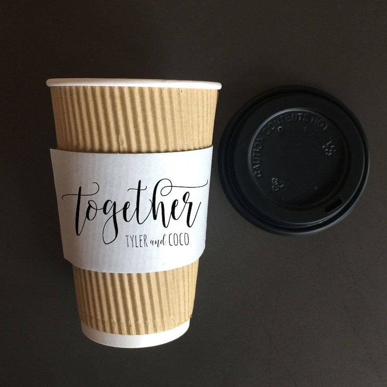 Personalized Custom Printed White Coffee Sleeves 12 Oz. Navy Etsy