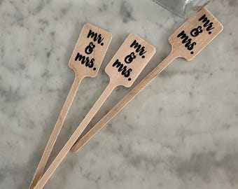 Coffee or Cocktail Sticks - Drink Stir Sticks - Cupcake Picks - Wedding Themed and Ready to Ship - FREE U. S. SHIPPING