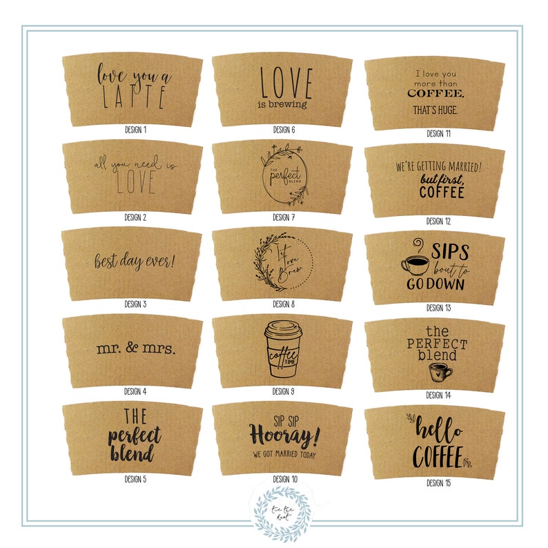 Standard Design Not Custom Printed Coffee Sleeves OR White Cups, Brown Sleeves, Black Lids Brown or White Sleeves Free U.S. Shipping image 3