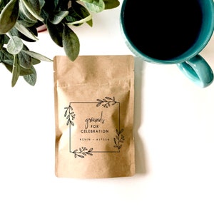 Coffee Bag Custom Printed Natural Kraft Lined Coffee Favor Pouches - Favors - Coffee Beans, Ground Coffee, Tea, Candy - FREE U. S. SHIPPING