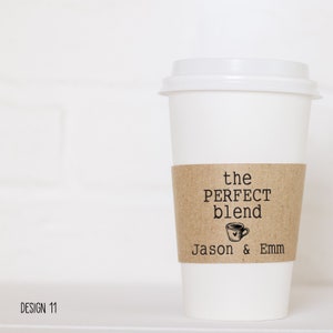The Perfect Blend Sleeve - Custom Printed Coffee Sleeve - Optional Cups & Lids - Personalized White or Recycled Natural Brown Kraft