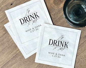 Cotton and Paper Napkins - Personalized Custom Napkins - Wedding Birthday Baby Shower - Beverage or Cocktail Size - FREE U.S. Shipping