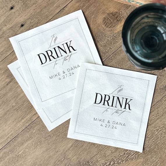 Cotton and Paper Napkins - Personalized Custom Napkins - Wedding Birthday Baby Shower - Beverage or Cocktail Size - FREE U.S. Shipping