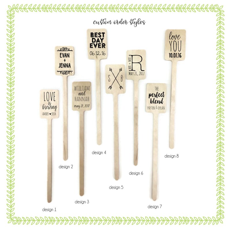 Coffee or Cocktail Sticks Drink Stir Sticks Cupcake Picks Wedding Themed and Ready to Ship FREE U. S. SHIPPING image 5