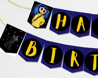Coraline Birthday Banner: Spooky Party Decor (Printable, Editable Digital Download