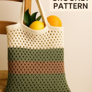 Crochet Market Bag Pattern PDF – Mesh Tote Tutorial, Reusable bag Crochet Pattern, Beginner friendly