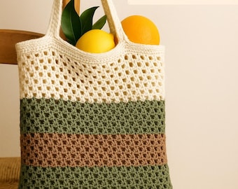 Patrón de bolsa de mercado de crochet en PDF: tutorial de bolso de malla, patrón de crochet de bolsa reutilizable, ideal para principiantes