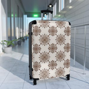 Stylowa walizka podróżna - Elegancki kwiatowy wzór, idealna dla poszukiwaczy przygód, podróżników i na prezent