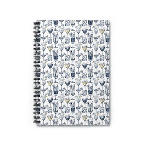 Spiraal notitieboek - geregeerde lijn, vintage zomercocktails dagboek, cocktailreceptenboek, notitieboek drankje recepten, cadeau voor mixoloog, zomer