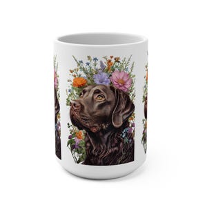 Chocolate Lab Mug - 15oz, Labrador Retriever Cup, Dog Lover Gift, Pet Owner Present, Animal Coffee Tea Drinkware