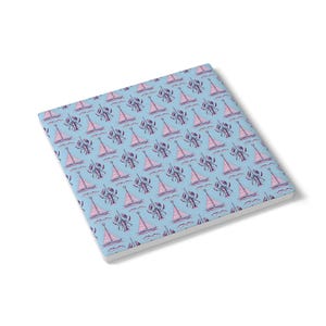 Ceramic Coaster, Coastal Coasters, Nautical Drink Coasters, Lobsters and Sailboats, Beach House Decor, Ocean Theme Coasters