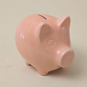 Alcancía vintage de cerámica rosa – Alcancía de 18 cm de ancho con tapón – Decoración clásica para habitación infantil – Alcancía de cerámica retro – Una linda idea de regalo