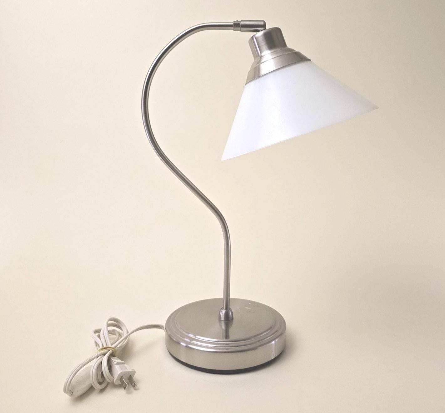 Vintage IKEA Kroby Lamp: Milk Glass Shade, Chrome Base, Minimalist