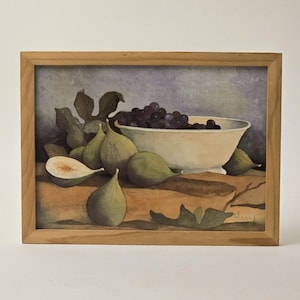 Rustic Fruit Still Life Art Print – Vintage-Style Harvest Kitchen Wall Decor with Pears, Apples & Plums – Countryside Farmhouse Artwork