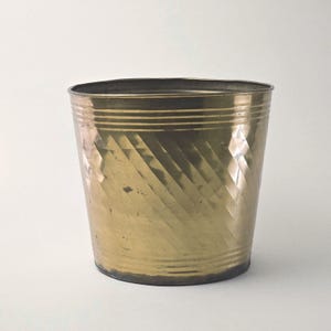 Vintage Solid Brass Swirl Planter: 10.75" Tall Decorative Storage