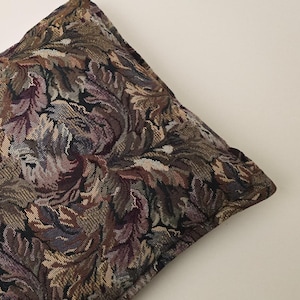 Vintage Floral Tapestry Throw Pillow 12x12 – Small Woven Decorative Cushion – Accent Pillow for Cottagecore, Eclectic, or Traditional Decor