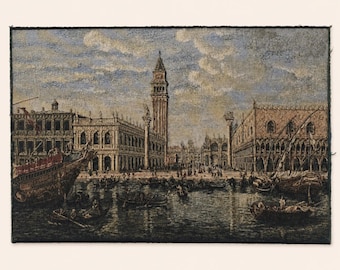 Vintage Venice Tapestry Wall Art: Grand Canal & Piazza San Marco Scene