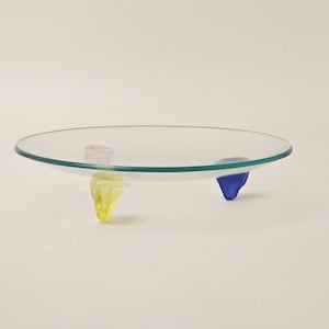Memphis Style Glass Bowl: Postmodern Art Pedestal Dish