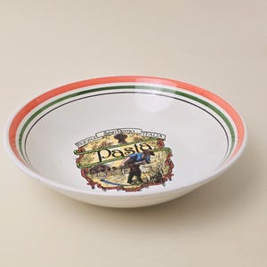 Hand-Painted Italian Pasta Bowl: Vintage Himark Ceramic Serving Dish