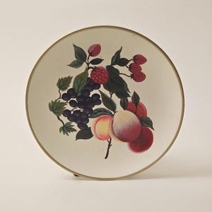 Handpainted Fruit Wall Plate: Vintage Farmhouse Kitchen Decor
