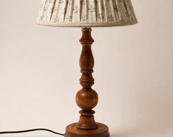 Vintage Turned Wood Table Lamp | Baluster Style Base, English Country Lighting