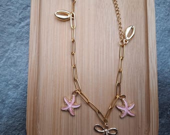 18k gold plated paperclip chained adjustable bracelet