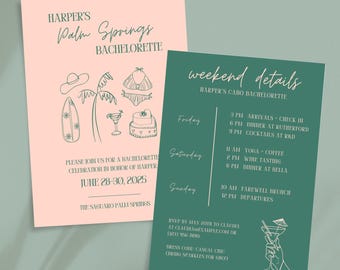 Palm Springs Bachelorette Invitation & Itinerary | Editable Canva Template | Desert Party Theme | Digital Download for Bach Weekend