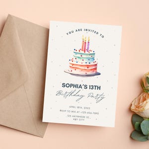 13th Birthday Party Invitation | Editable Teen Birthday Invite | Digital Download Template | Personalized Thirteenth Birthday Invitation