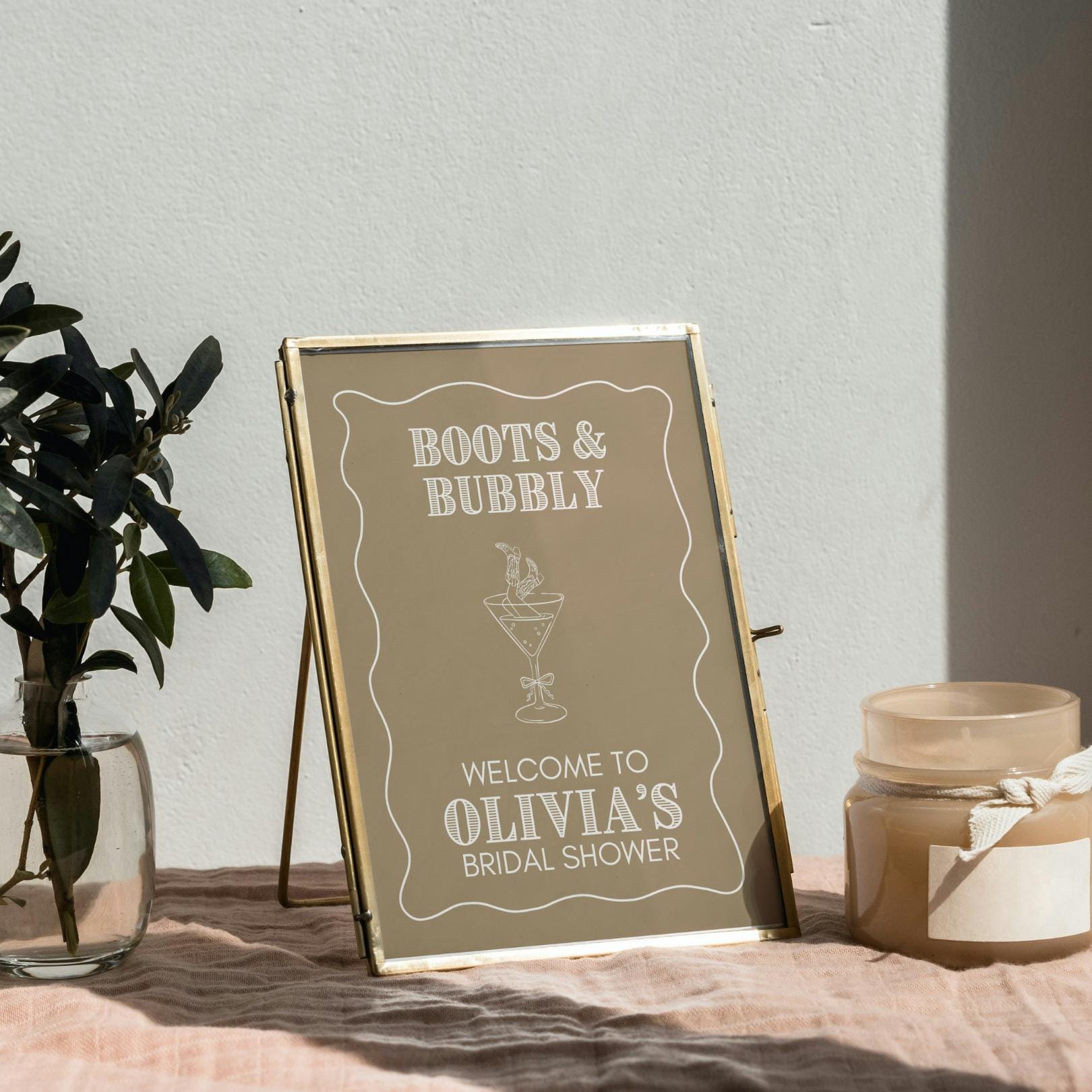 Boots & Bubbly Bridal Shower Welcome Sign | 5x7 Western Cowgirl Theme ...