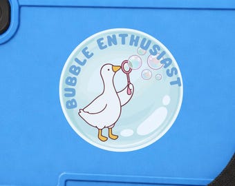 Bubble Enthusiast Sticker, Cute Duck Vinyl Sticker, Waterproof Laptop Sticker, Water Bottle Decal, AAC Device Sticker, Gift for Kids