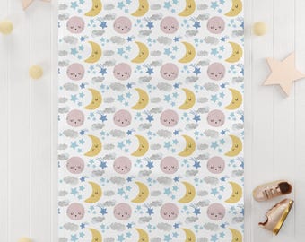 Mond und Sterne Fleece Babydecke, Wolke Kinderzimmer Dekor