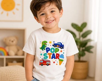 Pop Star Toddler Shirt, Pop It Shirt, Sensory Toy Tee, Rainbow Kids Shirt, Dinosaur Car Fire Truck Ice Cream, Autism Gift