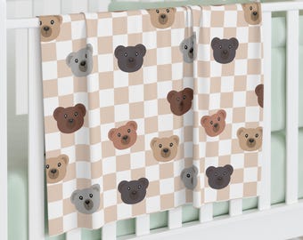 Swaddle Blanket, Teddy Bear Nursery Theme, Baby Shower Gift, Baby Room Decor, Cute Baby Blanket, Baby Swaddle Wrap