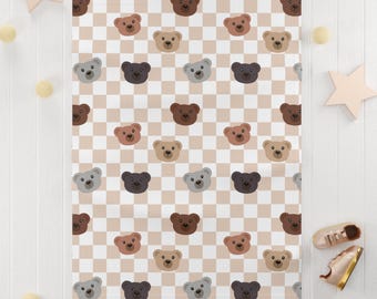 Fleece Baby Blanket, Teddy Bear Nursery Theme, Baby Shower Gift, Gender Neutral Blanket, Baby Room Decor, Soft Blanket for Baby, Cute Baby