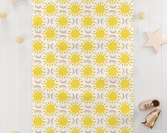 Rainbow Fleece Baby Blanket for Nursery You are my Sunshine Theme Baby Room Decor Gender Neutral Baby Shower Gift