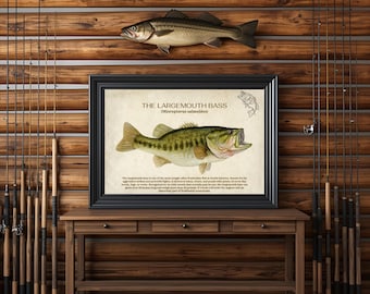 Largemouth Bass Art Print: Vintage Style Fishing Poster (Digital Download